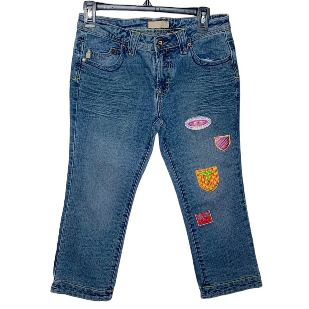 Crest Jeans being stitch racing patches extra short light wash jeans size 5 / 6